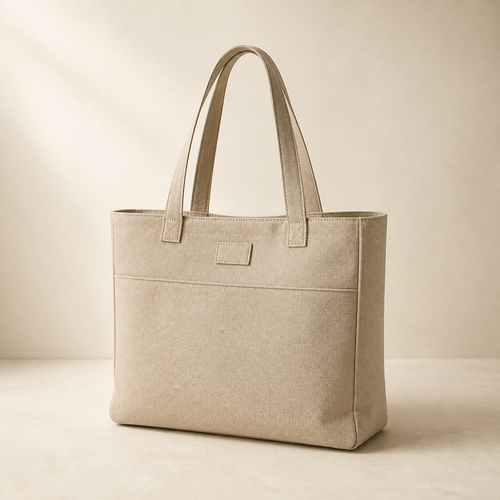 Oat canvas Averlomia Everyday Carry Tote on a warm ivory studio background